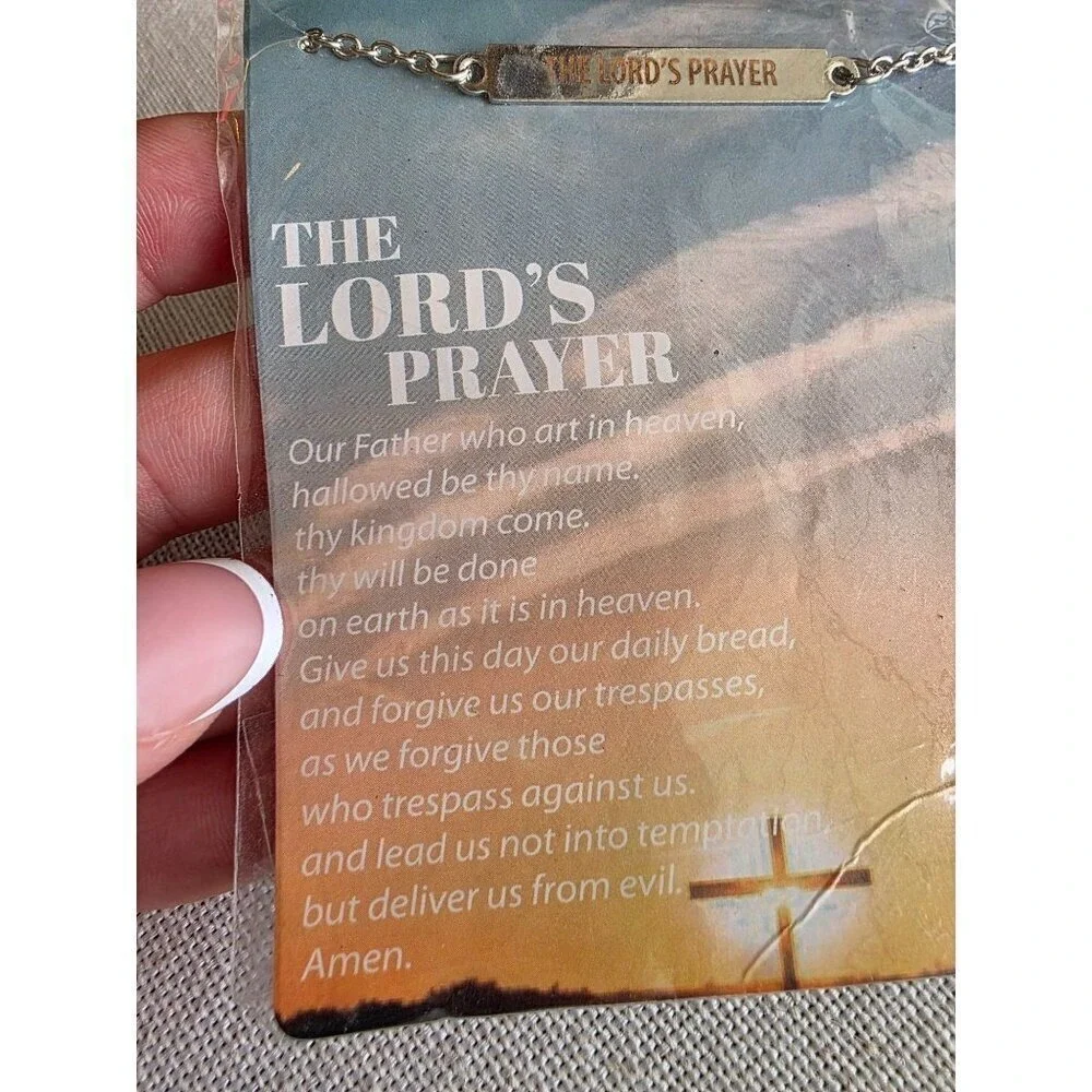 Lords Prayer neckless chain Jewelry Girl Women Silver color New‎